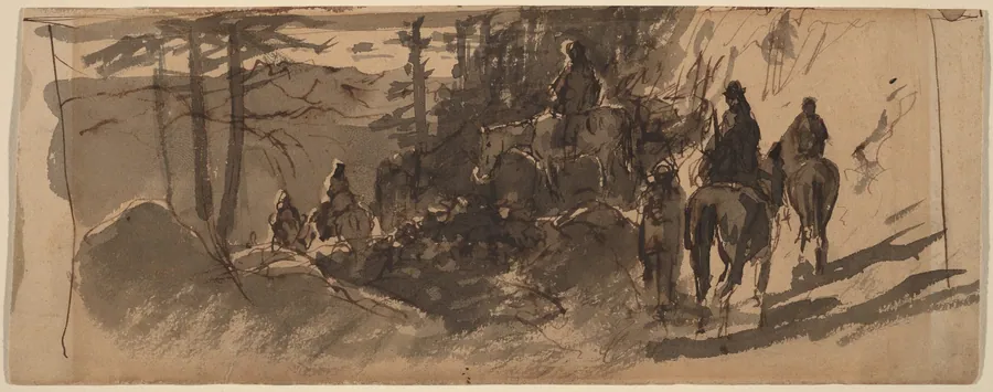 In the Sierras, A Pack Train by William Keith
