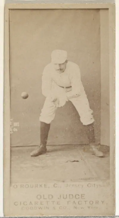 Thomas Joseph "Tom" O'Rourke, Catcher, Jersey City Skeeters, from the Old Judge series (N172) for Old Judge Cigarettes