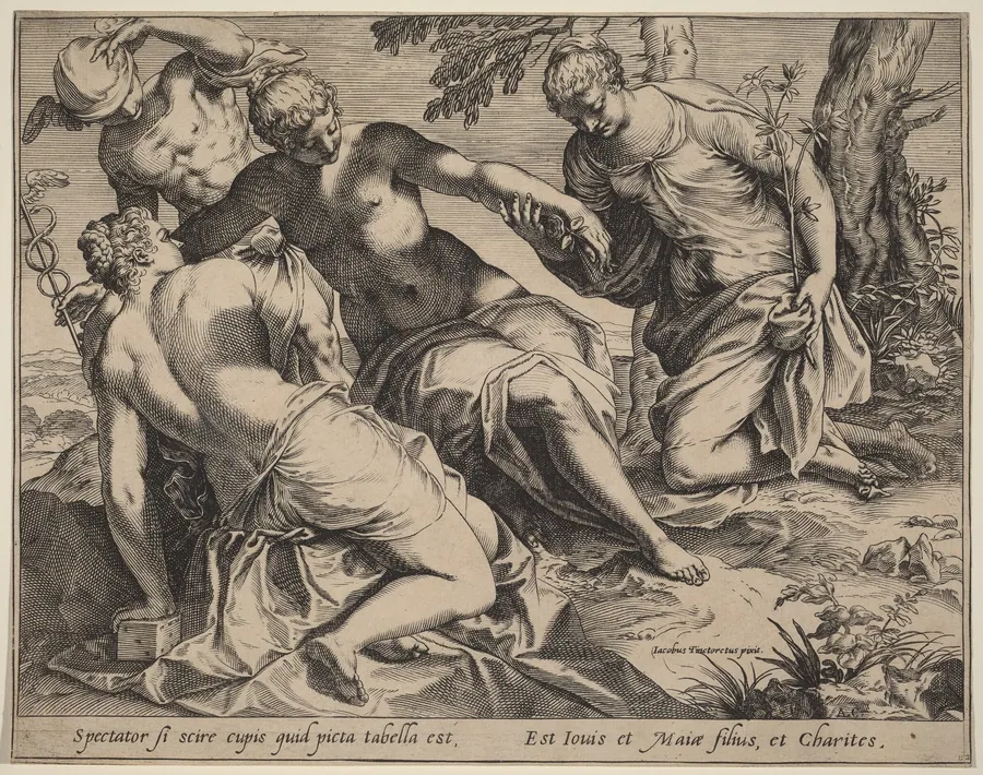 Mercury and the Three Graces by Agostino Carracci