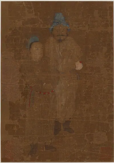 Two male figures, standing