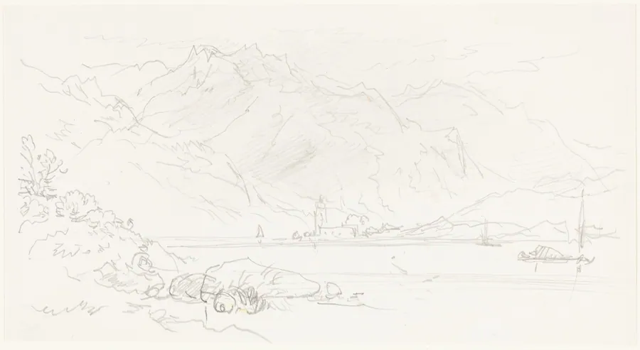 Lake in a Mountainous Landscape by Myles Birket Foster