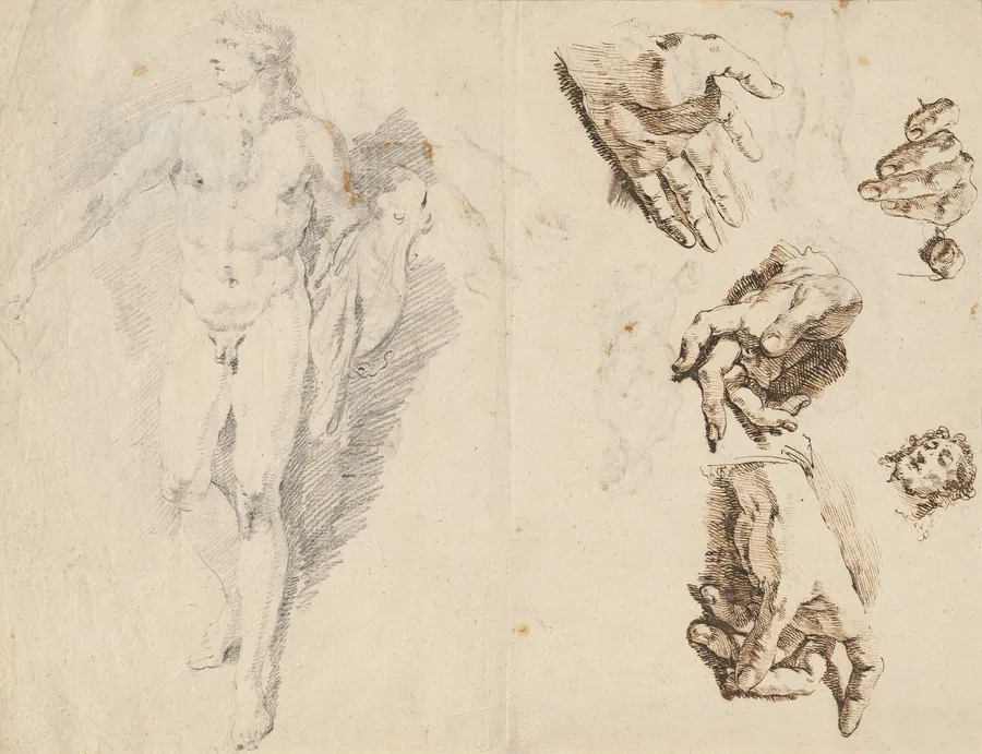 Apollo and Studies of the Artist's Own Hand [recto] by Francesco Fontebasso