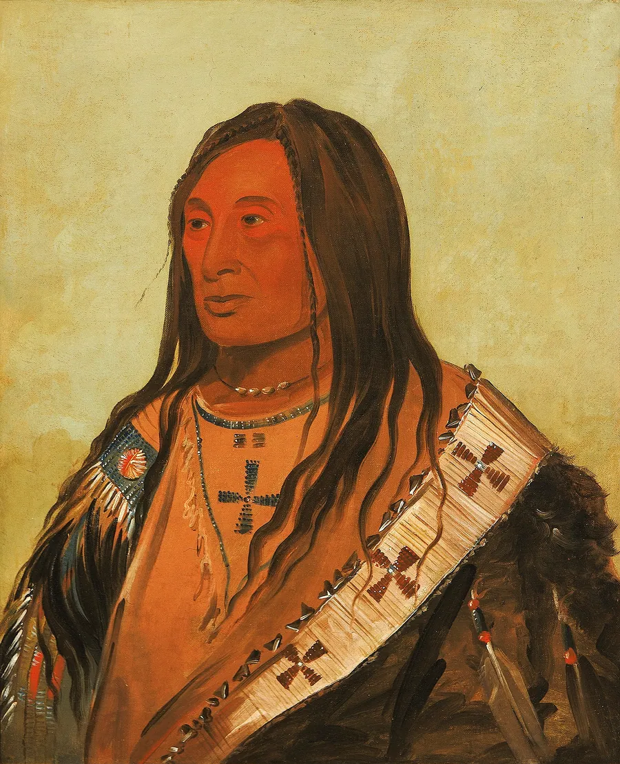 Táh-zee-keh-dá-cha, Torn Belly, a Distinguished Brave by George Catlin, born Wilkes-Barre, PA 1796-died Jersey City, NJ 1872
