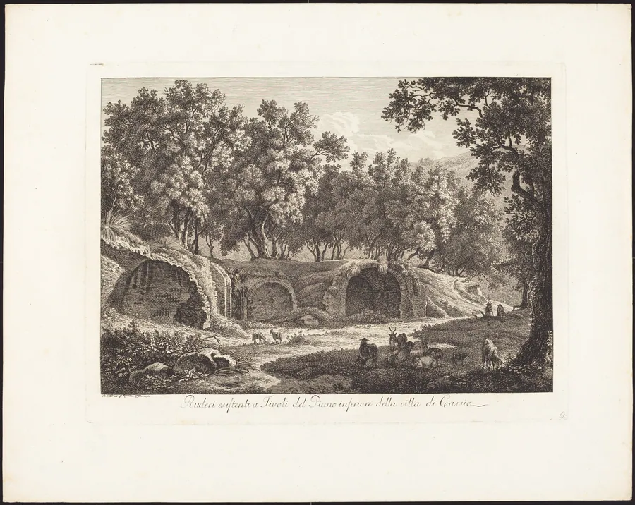 Ruderi essistenti a Tivoli del Piano inferiore della villa di Cassio by Albert Christoph Dies