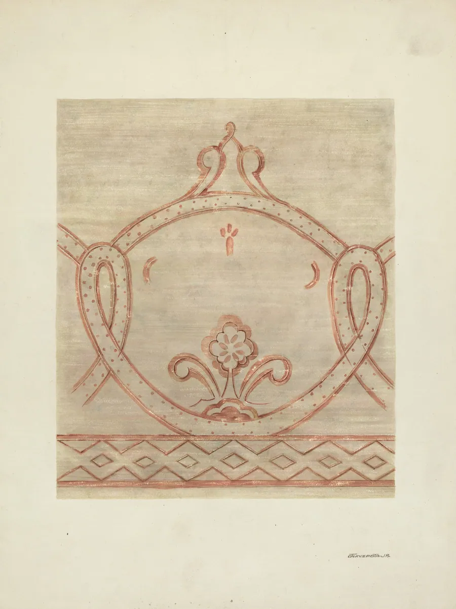 Wall Painting, Restoration Drawing from Reassembled Fragments by Gerald Transpota