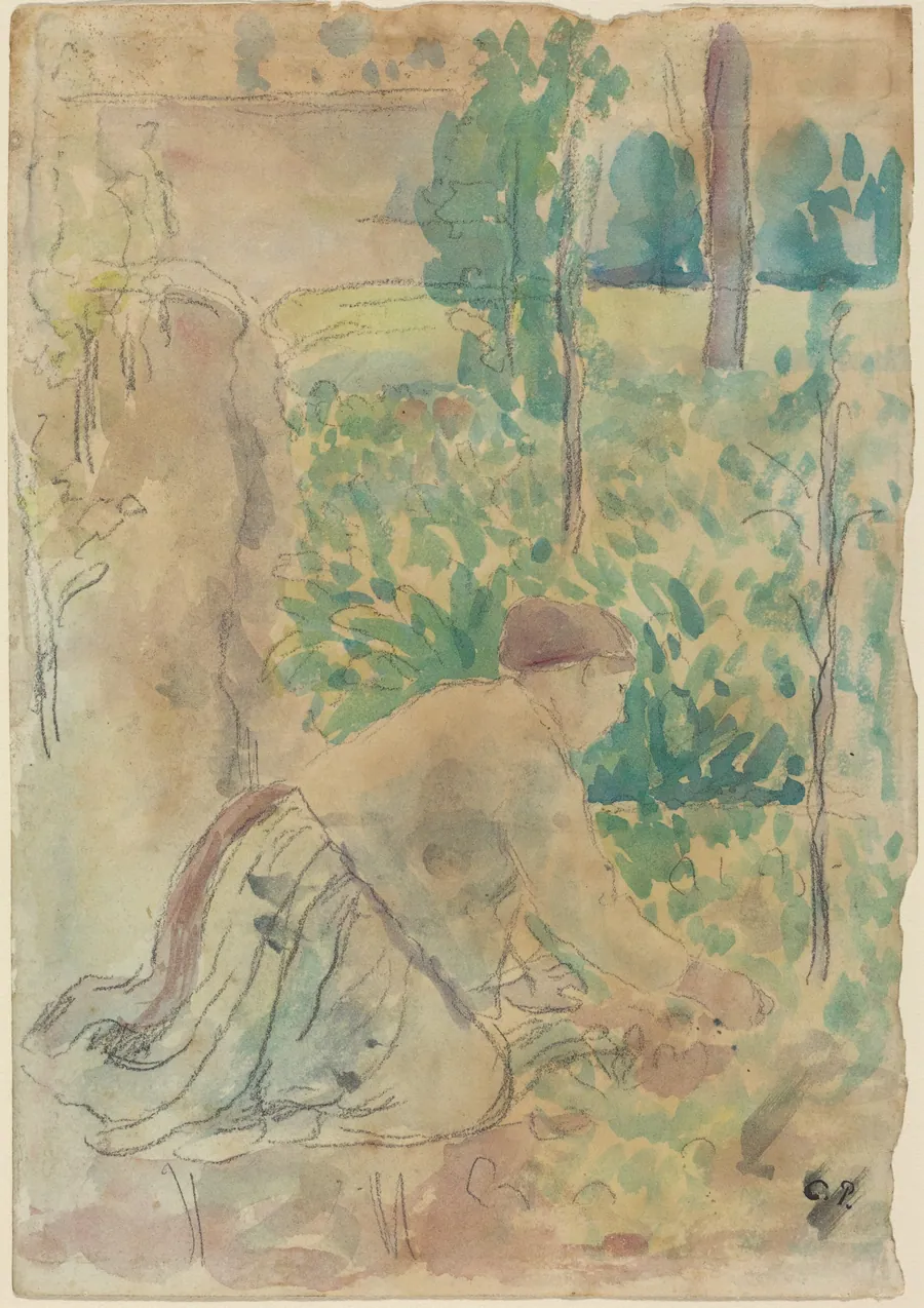 Woman Working in a Garden by Camille Pissarro