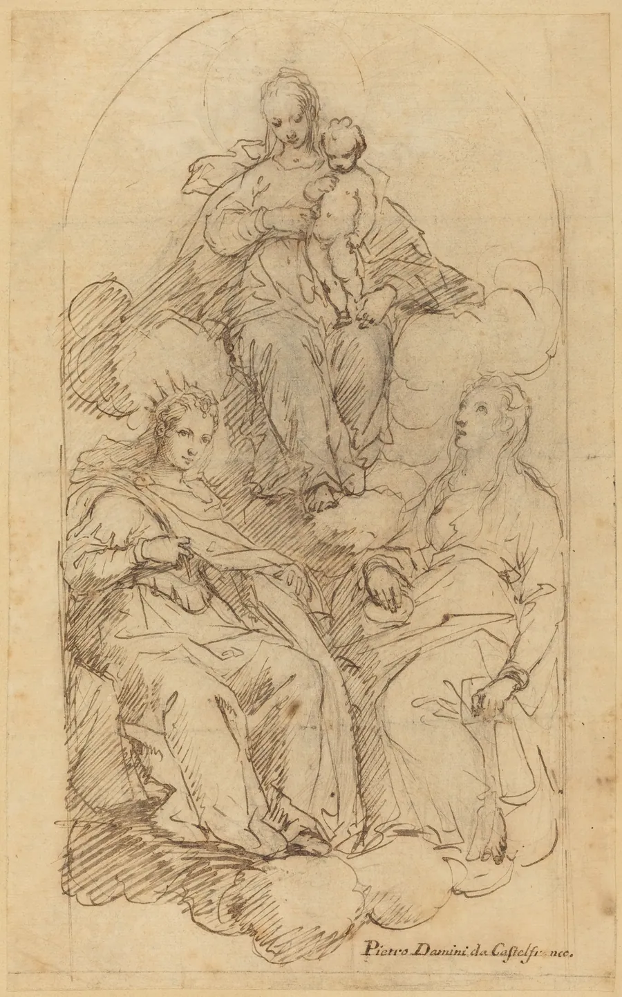 The Virgin and Child Adored by Saint Catherine and Another Female Saint by Pietro Damini