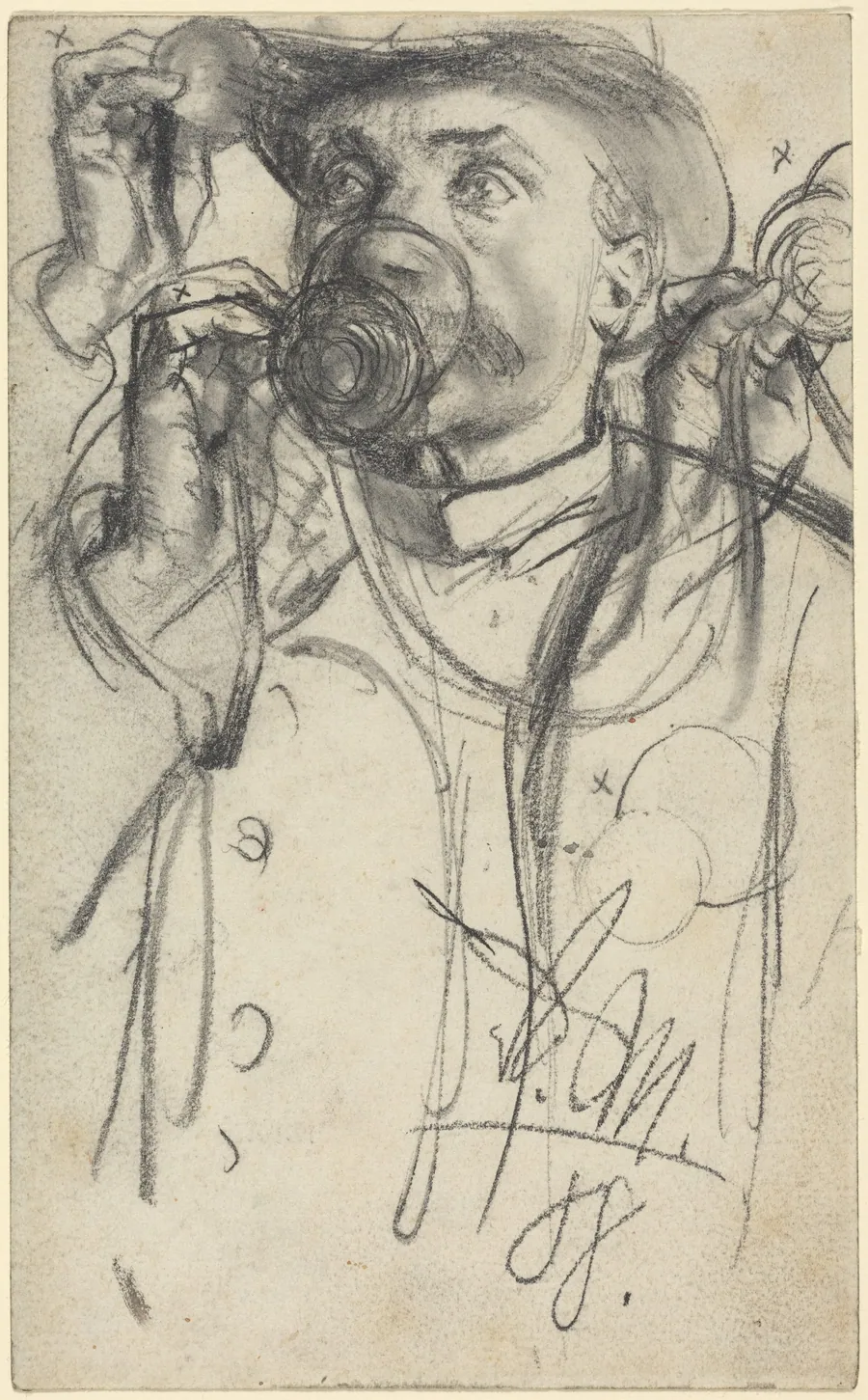 Studies of a Man Drinking by Adolph Menzel