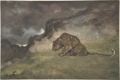 Leopard Watching Serpent