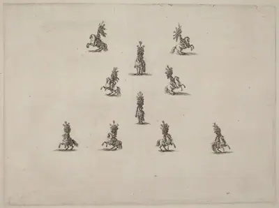 Ten Cavaliers with Large Plumed Helmets