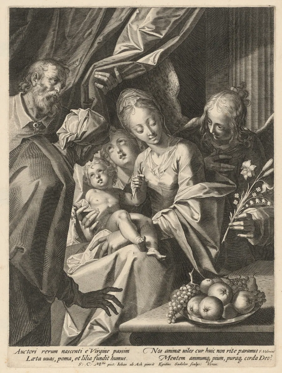 The Holy Family with Saint Anne and Two Angels by Aegidius Sadeler II