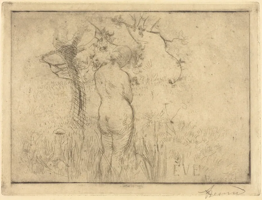 Eve before the Apple Tree (Eve de dos devant le pommier) by Albert Besnard