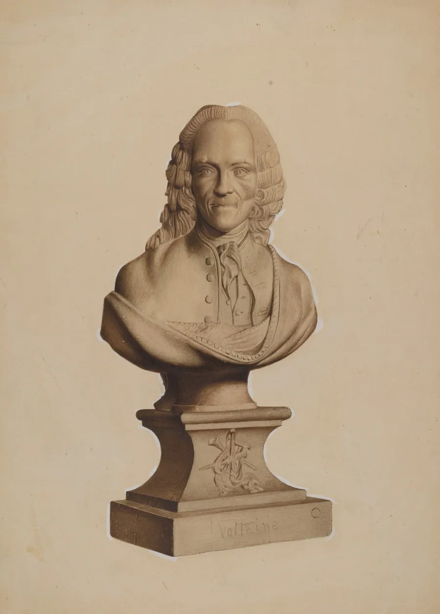 Carved Bust of Voltaire by Joseph Goldberg