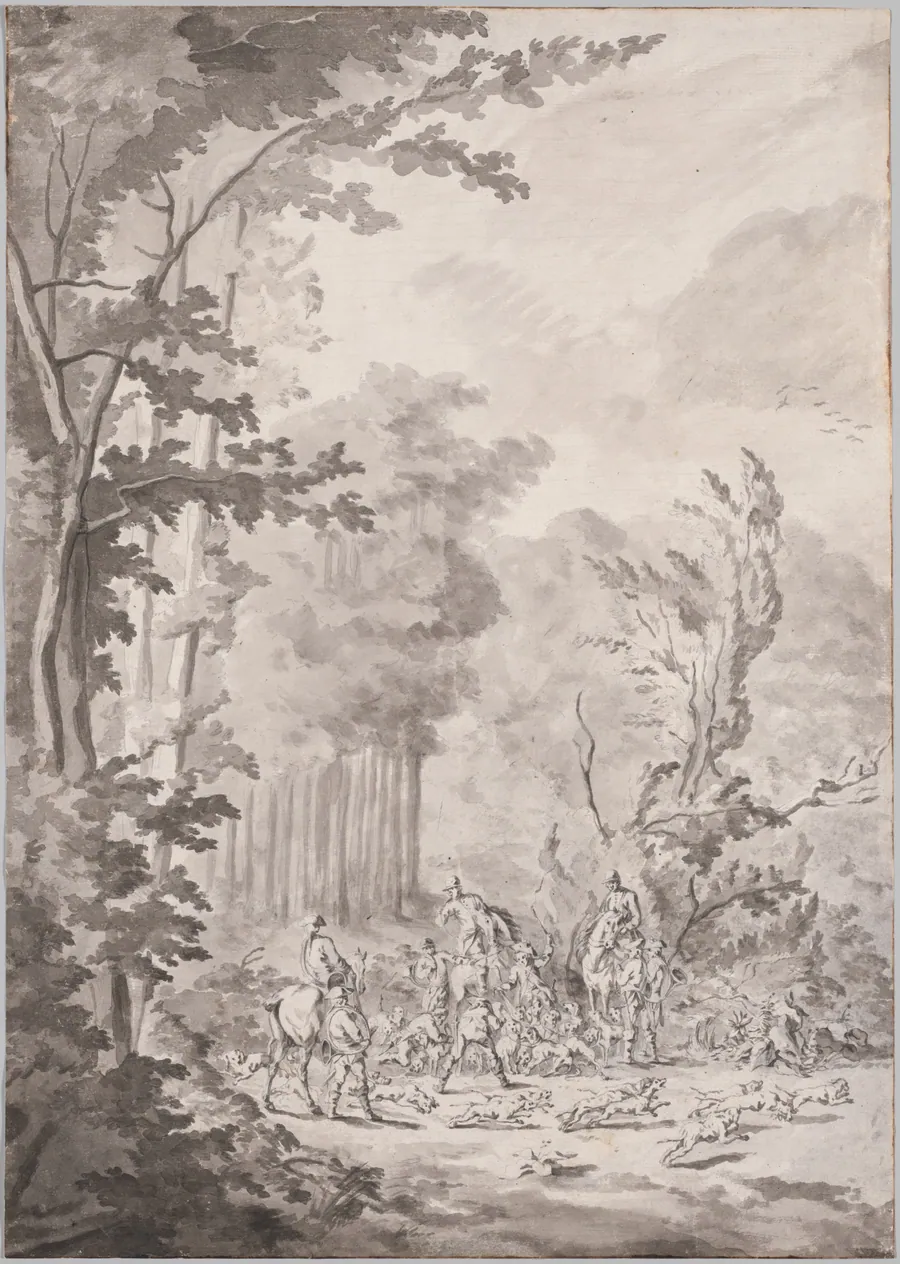 A Hunting Party at Marly by Jean Baptiste Martin, Le Vieux