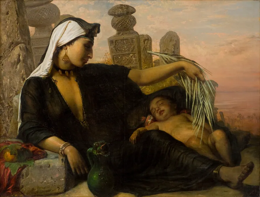 En egyptisk fellahkvinde med sit barn by Elisabeth Jerichau Baumann