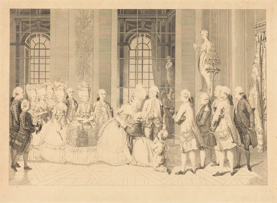 La Reine annonçant à Mme Bellegarde, des Juges, et la liberté de son mari en mai 1777 by Antoine-Jean Duclos
