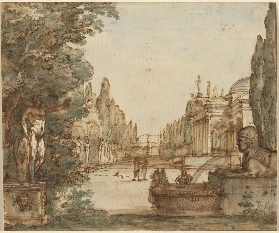 Capriccio with a Palladian Villa by Mauro Antonio Tesi