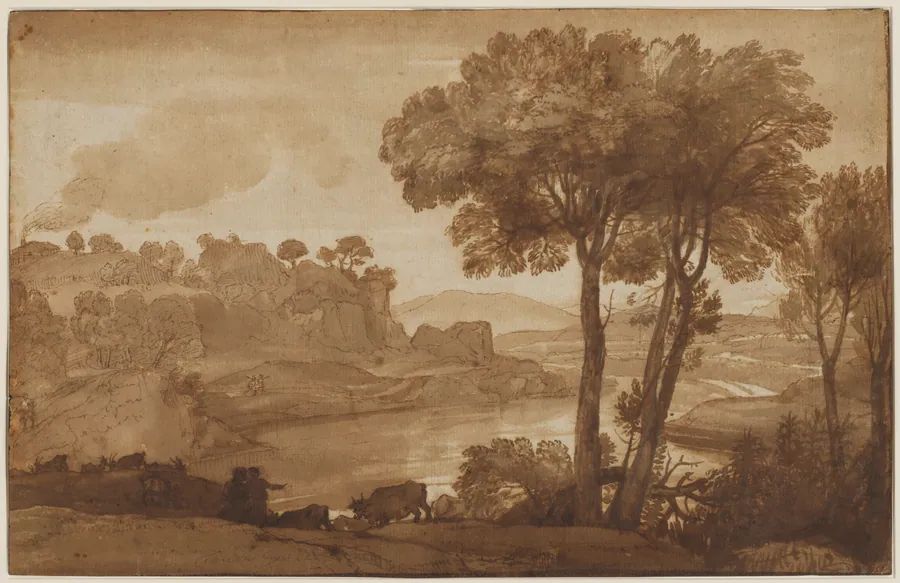 View of the Acqua Acetosa (recto) by Claude Lorrain