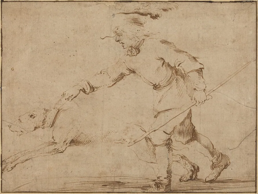 Huntsman with a Hound on a Leash by Stefano Della Bella
