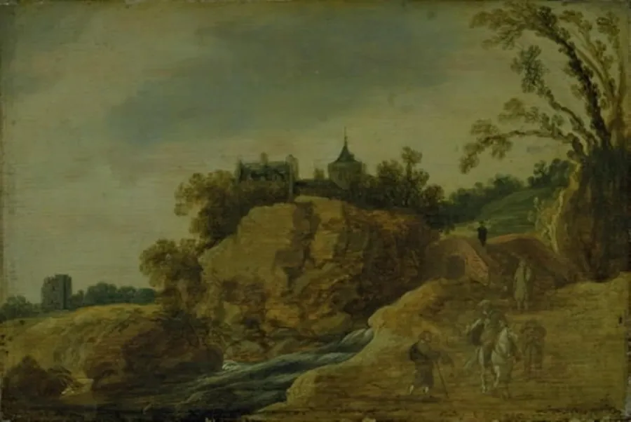 Borg på klipper by Esaias van de Velde