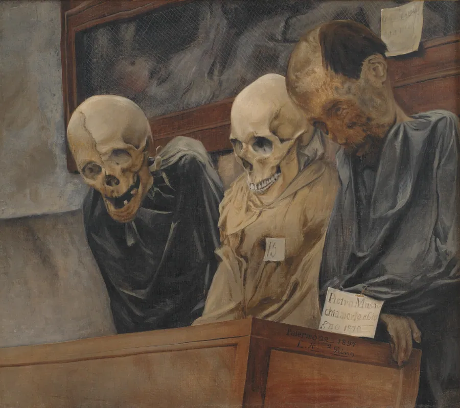 Tre dødningehoveder fra Convento dei Cappucini ved Palermo by L.A. Ring