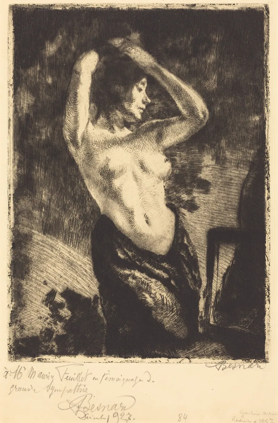 Nude with Her Arms Raised (Le modèle nue les bras levés) by Albert Besnard