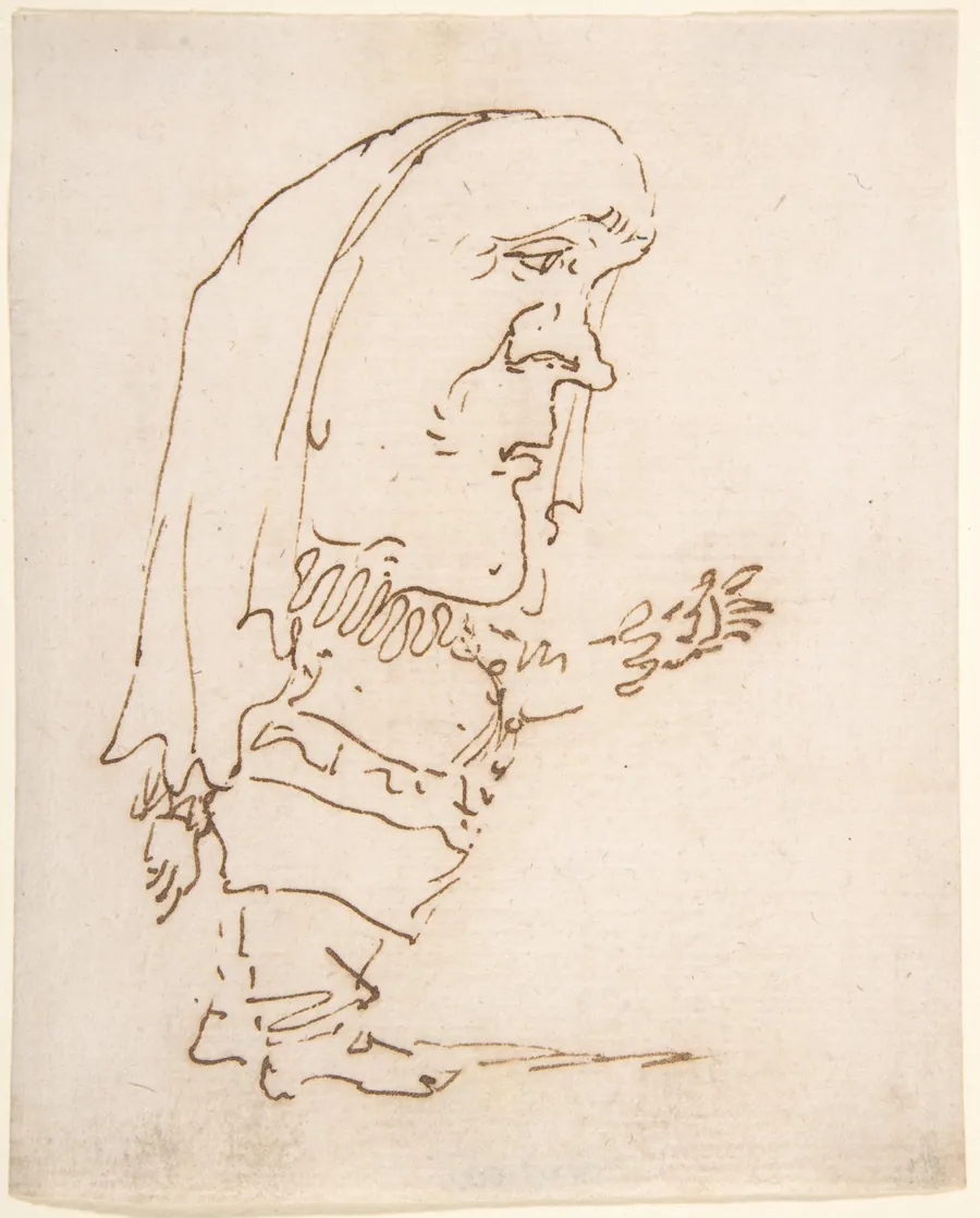 Caricature of a Man Pointing by Gian Lorenzo Bernini