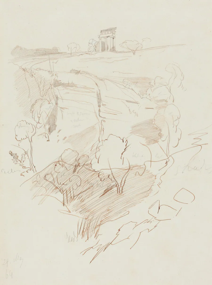 Ruined Temple on a Hill by Edward Lear