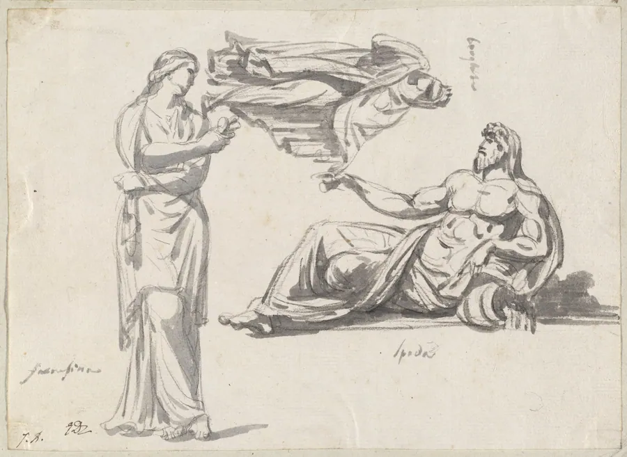 A River God and Two Classical Sculptures by Jacques-Louis David