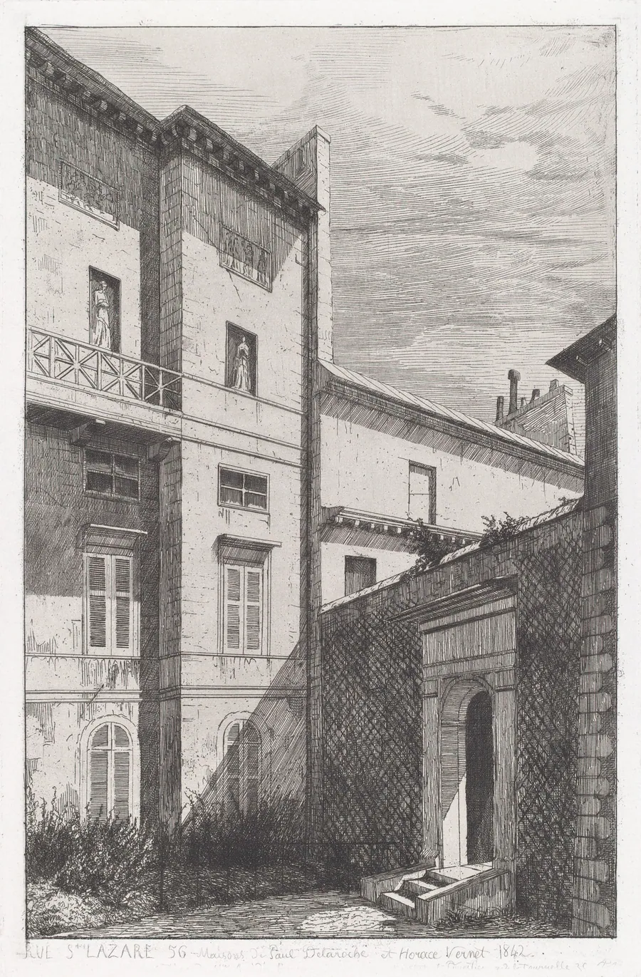 Rue St. Lazare 56, Maison de Paul Delaroche et Horace Vernet by Adolphe Théodore Jules Martial Potémont