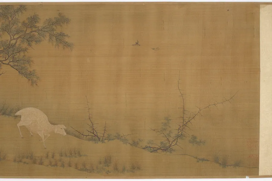Sheep and goats on the banks of a stream by Formerly attributed to Li Di (active late 12th-early 13th century)