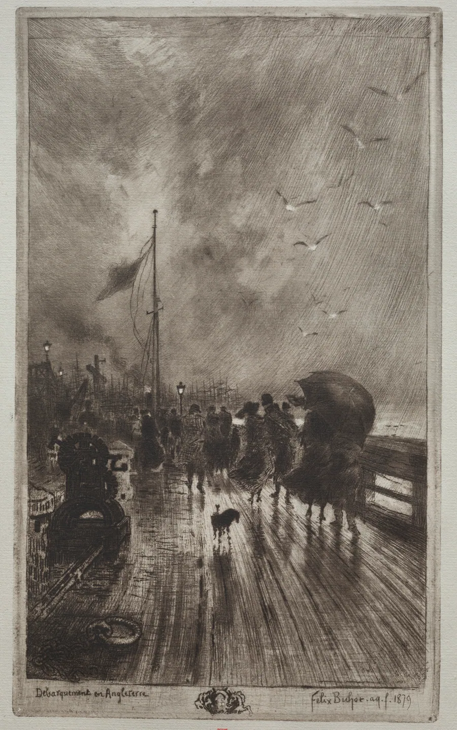 Landing in England by Félix Hilaire Buhot