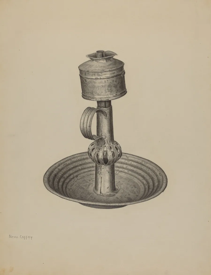 Whale Oil Peg Lamp and Stand by Neva Coffey