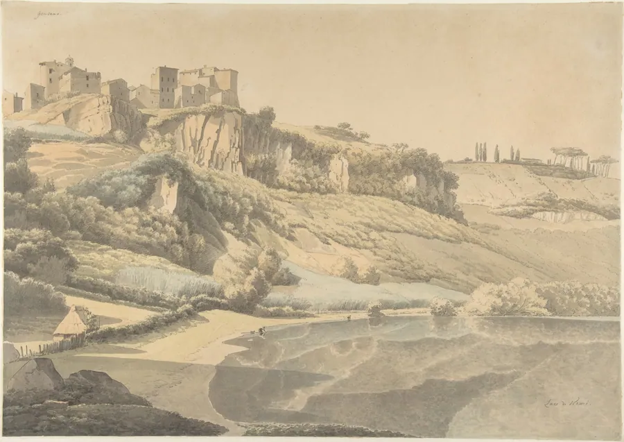 Genzano and Lake Nemi by Josephus Augustus Knip
