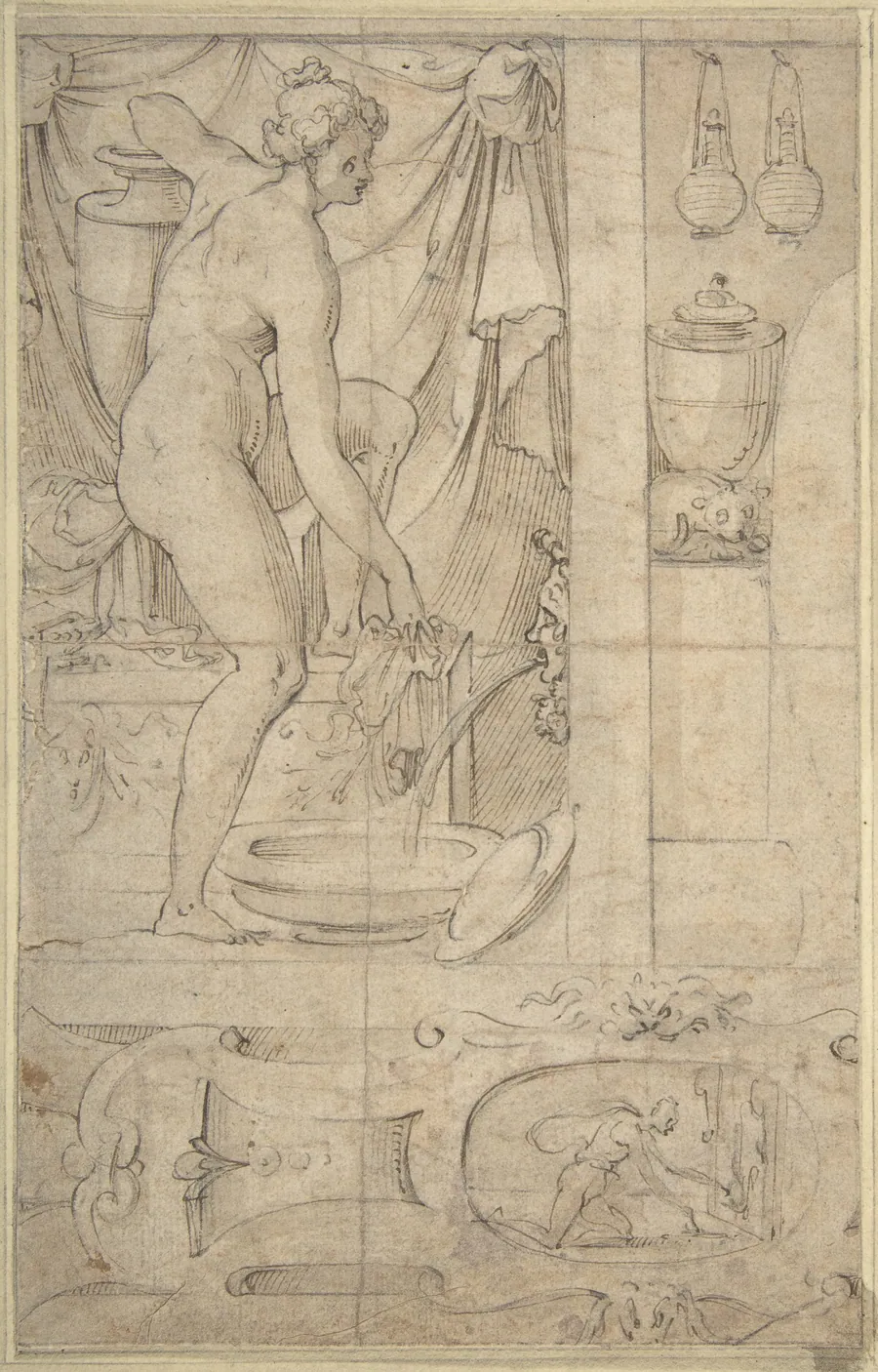 Venus Bathing by Anonymous, French, School of Fontainebleau, 16th century