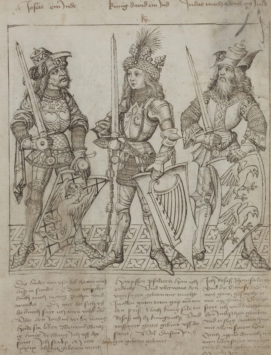 Joshua, King David and Judas Maccabeus by Primary Master of the Strassburg Chronicle