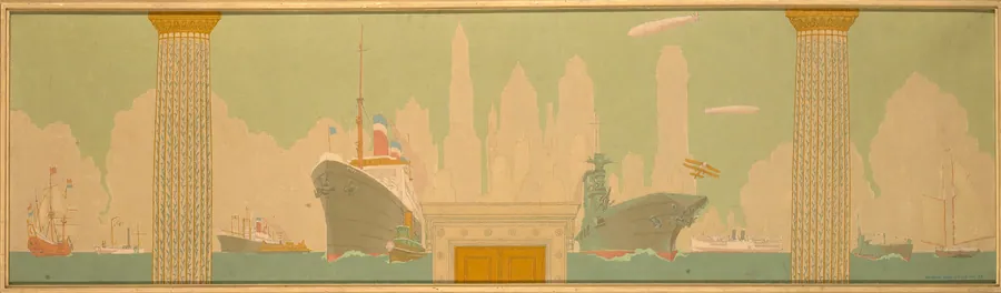 Shipping (mural study) by Griffith Baily Coale, born Baltimore, MD 1890-died Stonington, CT 1950