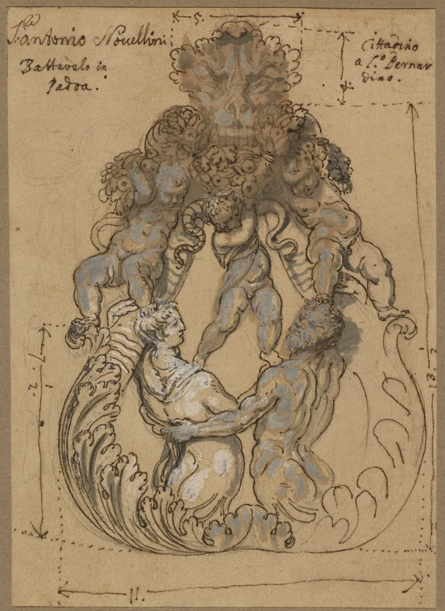 Door Knocker with Triton, Nereid, and Putti by Italian 17th Century