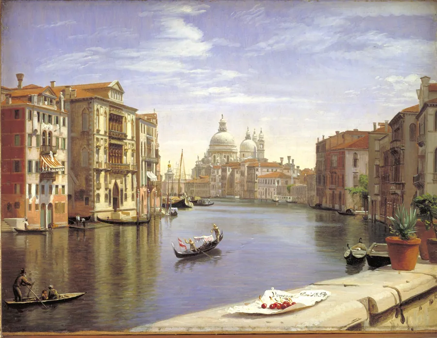 Udsigt over Canal Grande i Venedig. I baggrunden S. Maria della Salute by P.C. Skovgaard