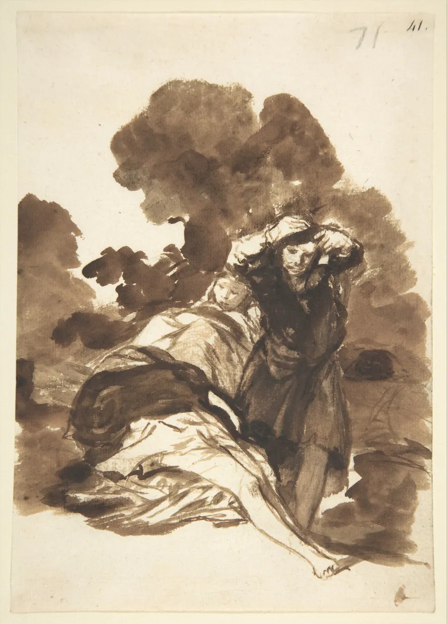 Figures waking from sleep (?); page71 from the 'Images of Spain Album (F) by Goya (Francisco de Goya y Lucientes)