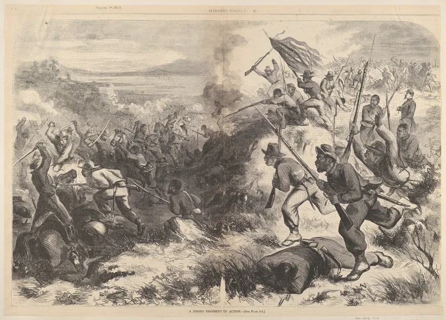 A "Negro" Regiment in Action (from "Harper's Weekly") by Thomas Nast