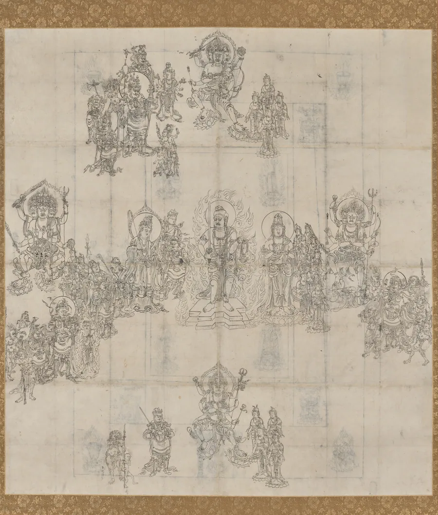 Iconographical Sketch (Zuzō) for the "Benevolent Kings Sutra Mandala"