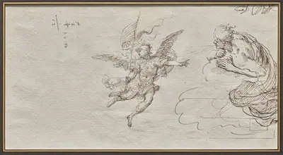 Studies of an Archangel and a Wind God (verso)