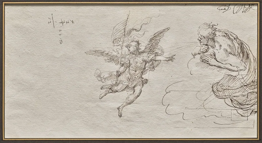 Studies of an Archangel and a Wind God (verso) by Massimo Stanzione