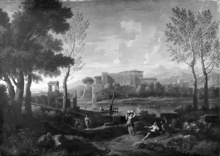 Landskab med Tiberen og Casino Belvedere by Jan Frans van Bloemen