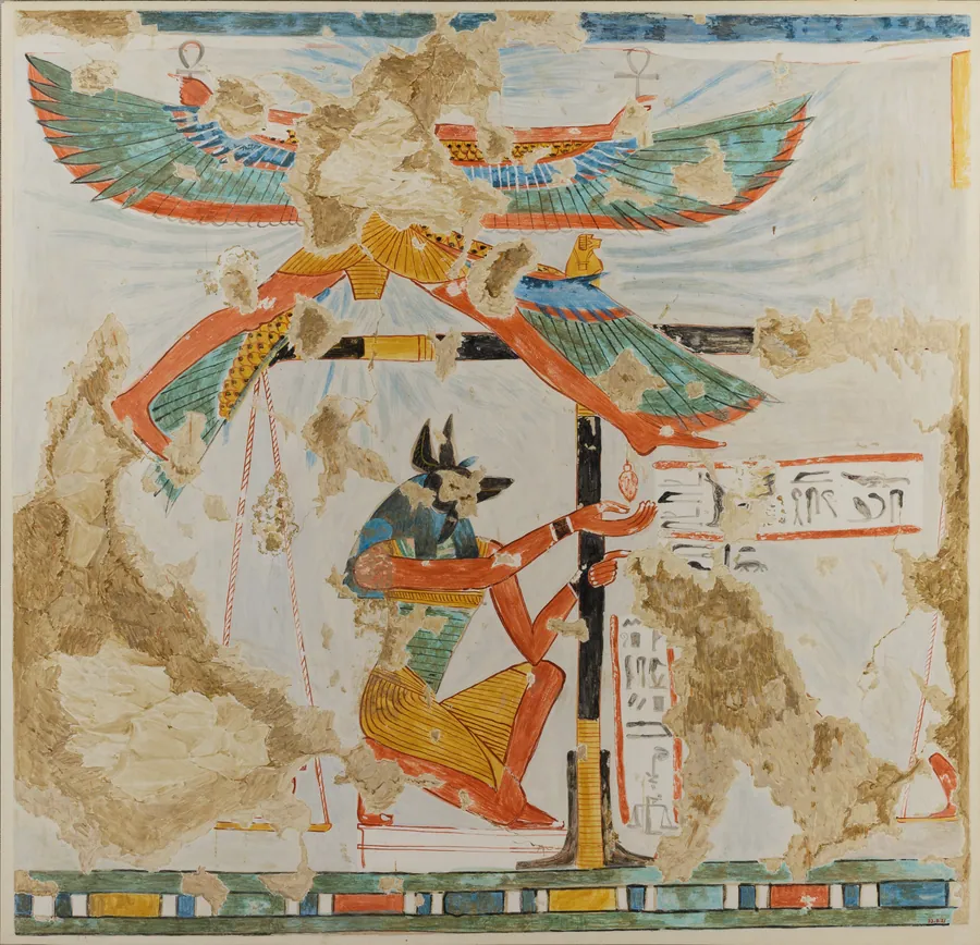 Anubis Weighing the Heart, Tomb of Nakhtamun by Nina de Garis Davies