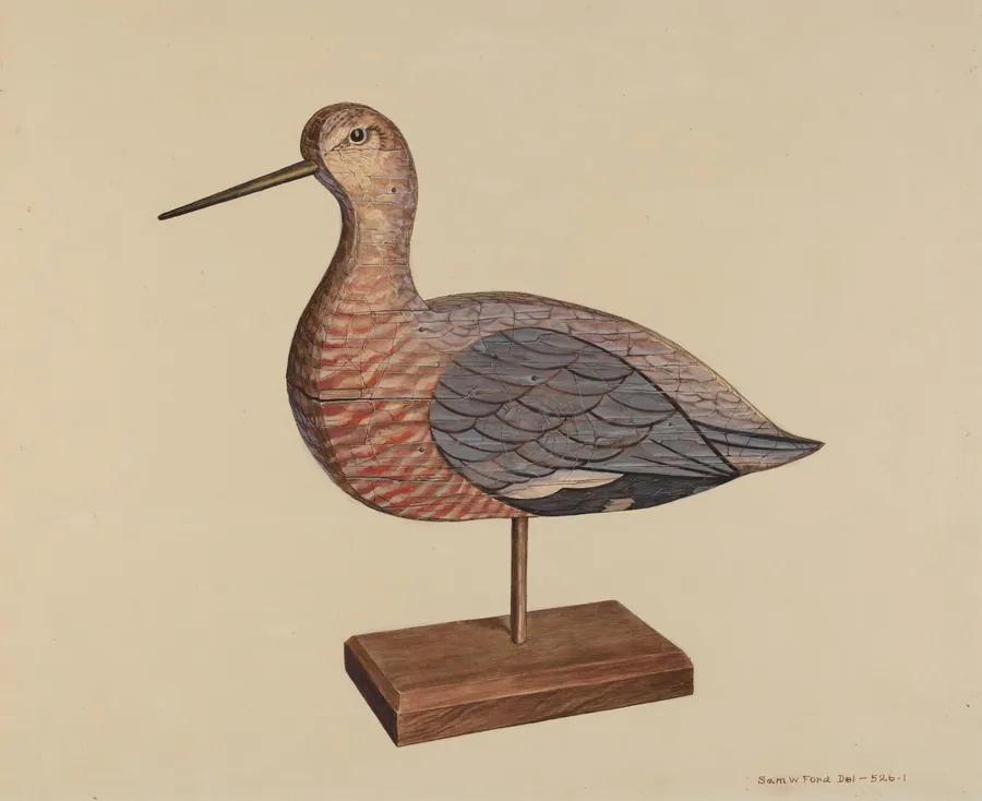 Decoy (Hudsonian Godwit) by Samuel W. Ford