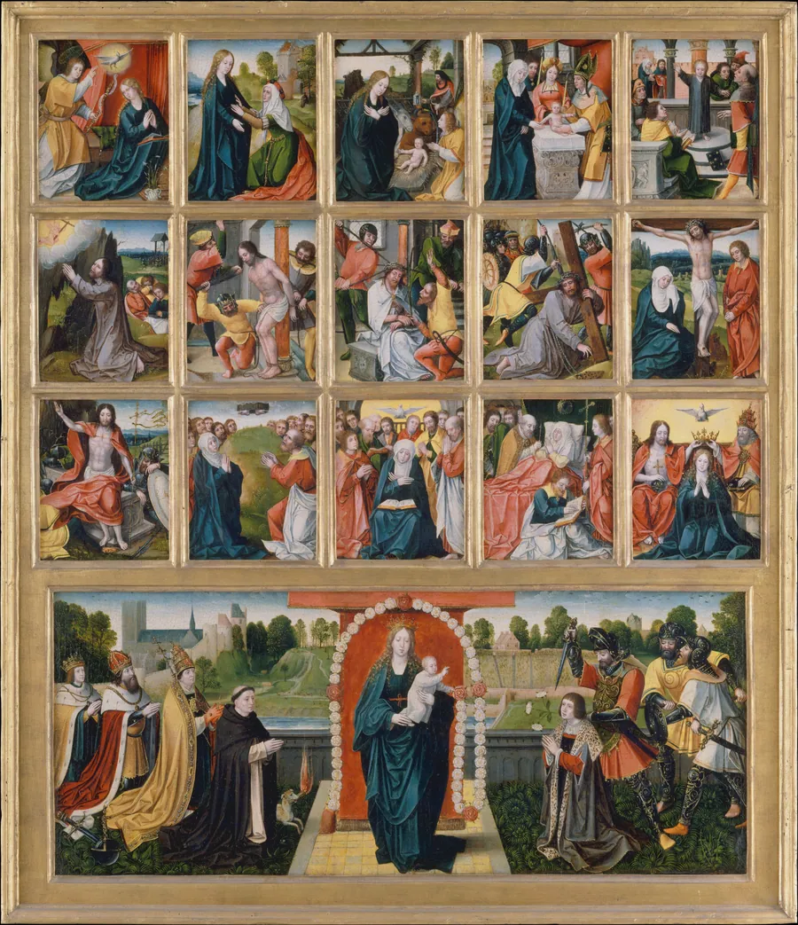 The Fifteen Mysteries and the Virgin of the Rosary by Netherlandish Painter (possibly Goswijn van der Weyden, active by 1491, died after 1538), ca. 1515–20
