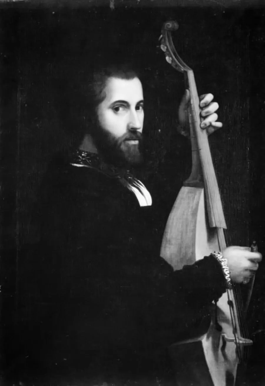 Portræt af mand med viola da gamba by Francesco Beccaruzzi