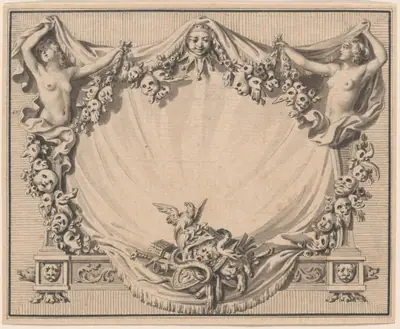 A Cartouche with Theater Masks
